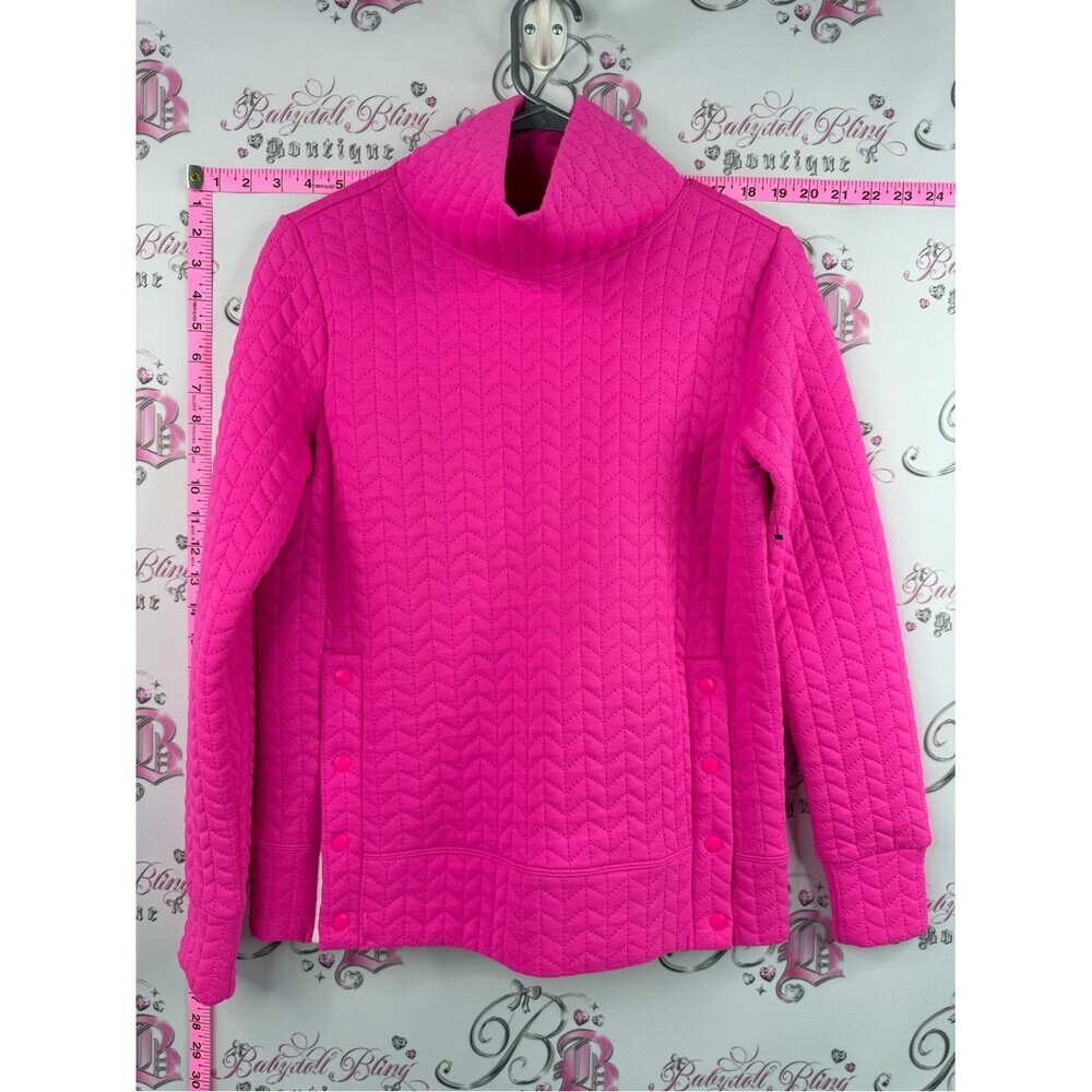 Joe Fresh sweater quilted neon Bright Hot Pink Quilted Turtleneck Pullover